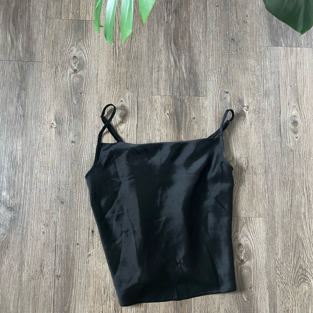 Black satin cowl neck